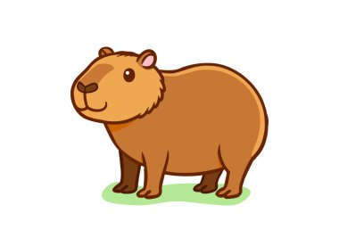 Şirin Capybara Çizgi Film Çizimi - Sevimli Hayvan Clipart