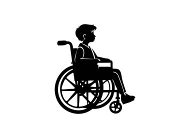 Boy in Wheelchair Silhouette Illustration