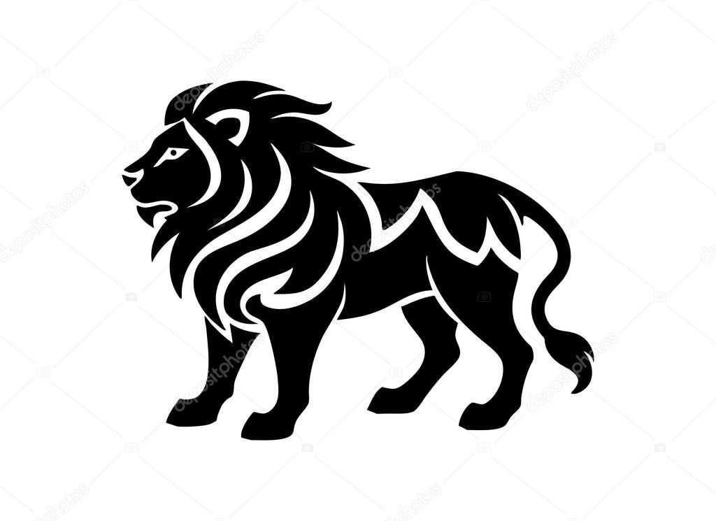 Elegant Lion Tattoo Vector Illustration - Black and White