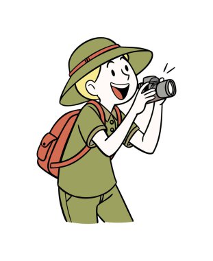  Kamera Vektörü İllüstrasyonlu Çocuk Gezgini