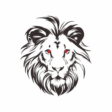 A fierce lion face with intricate details clipart