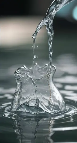 A close-up of water being poured into a bowl, capturing the beauty of a single water drop