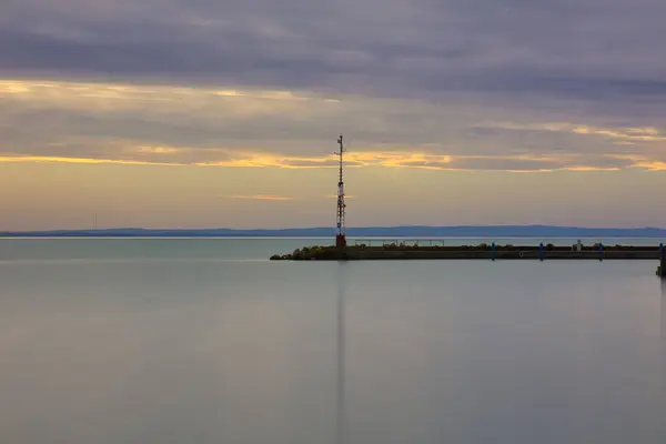 lighthouse at sunset time at Balaton Lake, Siofok