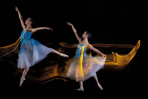 Piękna Balerina Taniec Światłem Dżakarcie Indonezji Strzał Kilku Światłach Aby — Zdjęcie stockowe