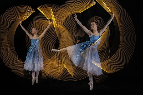 Prachtige Ballerina Dansen Met Licht Jakarta Indonesië Schot Verschillende Lichten — Stockfoto