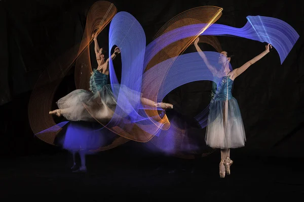 Piękna Balerina Taniec Światłem Dżakarcie Indonezji Strzał Kilku Światłach Aby — Zdjęcie stockowe