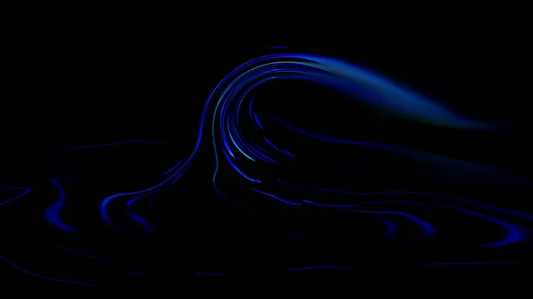 Drawing of the sea .A wave with a strong wind is depicted on a black background.