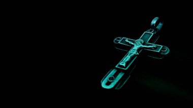 Haç, çarmıha gerilmiş. Haç sağ tarafta. Sol tarafta dilek ve tebrik yazılacak bir yer var..