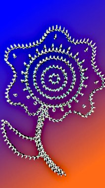 Background image of a flower. In the center is a flower, from which a blurred shadow falls on a blue-orange background in a smooth gradient. clipart