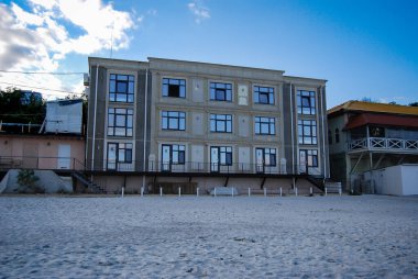 Built hotel on the Langeron beach in Odessa.Similar hotels are being built on the Langeron beach in Odessa, they block the view of the sea from the embankment. clipart