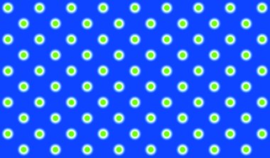 Yeşil benekli mavi arka plan. Mavi arka planda beyaz kenarlı yeşil dairelerin satranç deseni.