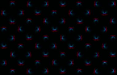 Blue-red butterflies on a black background. Background image.A repeating pattern of blue-red butterflies in a diamond shape. clipart