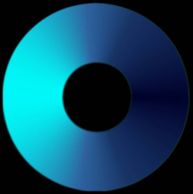 Gradyan CD. Yuvarlak depolama ortamındaki gradyan aydınlatma C harfine benziyor..