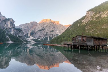 lago di braies, Lake ies, South Tyrol, İtalya