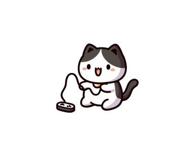 şirin kedi kawaii stil vektör çizim tasarım