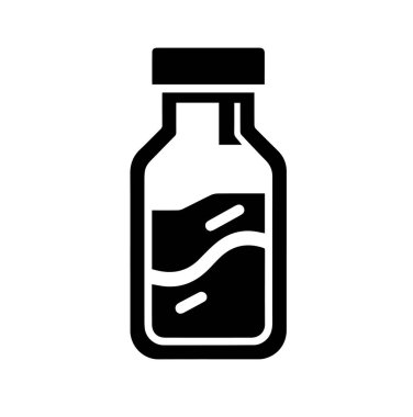 Siyah renkli beyaz arka plan basit şişe veya kavanoz düz illüstrasyonlu siluet vektör simgesi