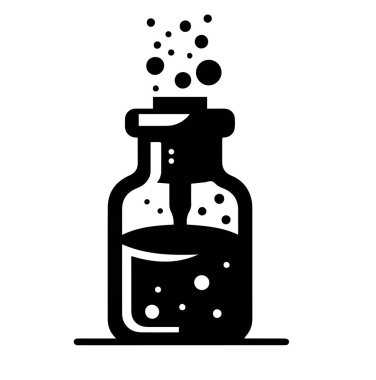 Siyah renkli beyaz arka plan basit şişe veya kavanoz düz illüstrasyonlu siluet vektör simgesi