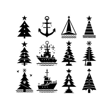 Siluet Katı Vektör Simgesi Noel ağacı, Noel ağacı, firavun ağacı, tannenbaum, Evergreen, kozalak ağacı, çam ağacı, bayram ağacı, şenlik ağacı, dekore edilmiş ağaç, mevsimlik ağaç