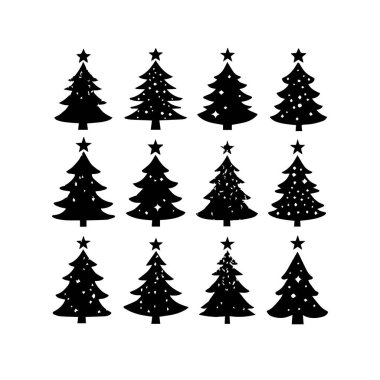 Siluet Katı Vektör Simgesi Noel ağacı, Noel ağacı, firavun ağacı, tannenbaum, Evergreen, kozalak ağacı, çam ağacı, bayram ağacı, şenlik ağacı, dekore edilmiş ağaç, mevsimlik ağaç