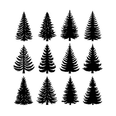 Siluet Katı Vektör Simgesi Noel Ağacı, Noel ağacı, Noel, Firavun, Tannenbaum, Evergreen, Conifer, Pine, Holiday, Şenlikli, Süslü, Mevsimlik Ağaç.