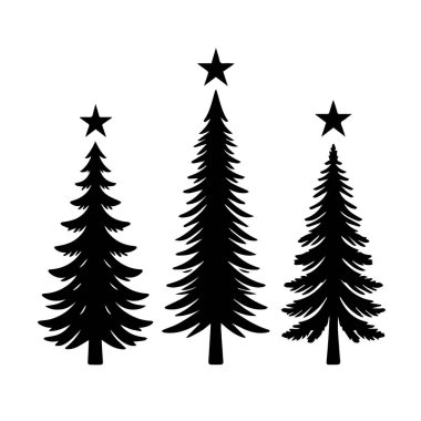 Siluet Katı Vektör Simgesi Noel Ağacı, Noel ağacı, Noel, Firavun, Tannenbaum, Evergreen, Conifer, Pine, Holiday, Şenlikli, Süslü, Mevsimlik Ağaç.