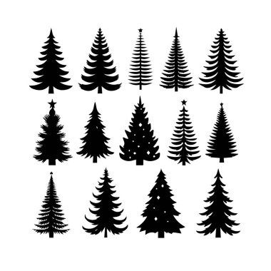 Siluet Katı Vektör Simgesi Noel Ağacı, Noel ağacı, Noel, Firavun, Tannenbaum, Evergreen, Conifer, Pine, Holiday, Şenlikli, Süslü, Mevsimlik Ağaç.