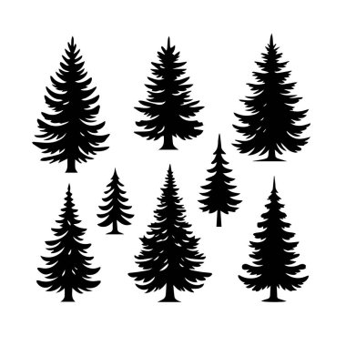 Siluet Katı Vektör Simgesi Noel Ağacı, Noel ağacı, Noel, Firavun, Tannenbaum, Evergreen, Conifer, Pine, Holiday, Şenlikli, Süslü, Mevsimlik Ağaç.