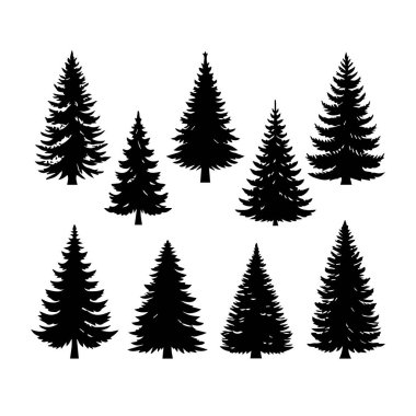 Siluet Katı Vektör Simgesi Noel Ağacı, Noel ağacı, Noel, Firavun, Tannenbaum, Evergreen, Conifer, Pine, Holiday, Şenlikli, Süslü, Mevsimlik Ağaç.