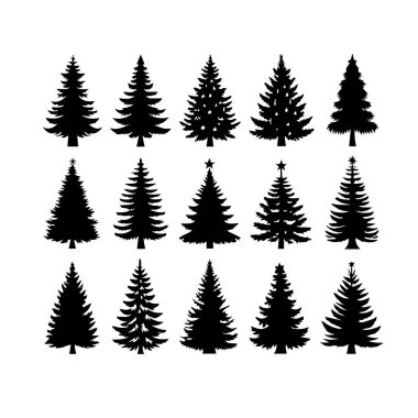Siluet Katı Vektör Simgesi Noel Ağacı, Noel ağacı, Noel, Firavun, Tannenbaum, Evergreen, Conifer, Pine, Holiday, Şenlikli, Süslü, Mevsimlik Ağaç.
