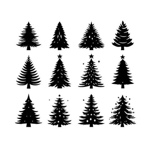 Siluet Katı Vektör Simgesi Noel Ağacı, Noel ağacı, Noel, Firavun, Tannenbaum, Evergreen, Conifer, Pine, Holiday, Şenlikli, Süslü, Mevsimlik Ağaç.