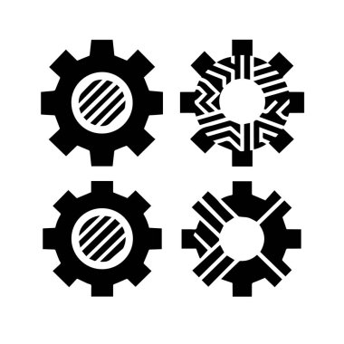 Siluet dişli simgeleri siyah Vektör illüstrasyonunu ayarladı.