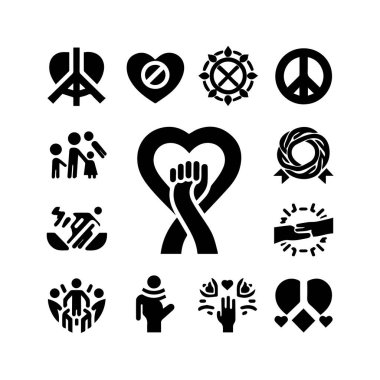 Siyah siluet kalp yassı simgesi. Sağlık, düğün, Sevgililer Günü kartı için beyaza ayrılmış..