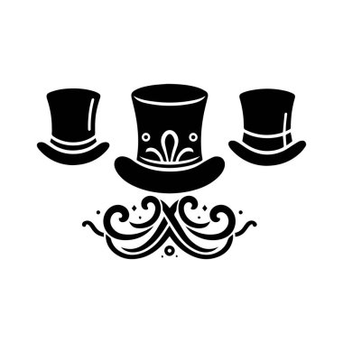 Üst şapka simgesi beyaz arkaplan silueti düzenlenebilir vektöründe izole edildi