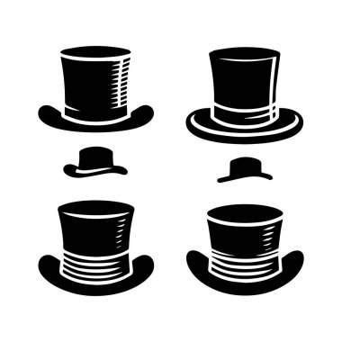 Üst şapka simgesi beyaz arkaplan silueti düzenlenebilir vektöründe izole edildi