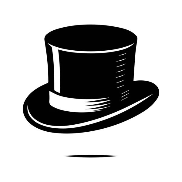 Top Hat Icon Isolated White Background Silhouette Editable Vector — Stock Vector