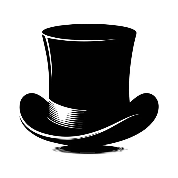 Top Hat Icon Isolated White Background Silhouette Editable Vector — Stock Vector