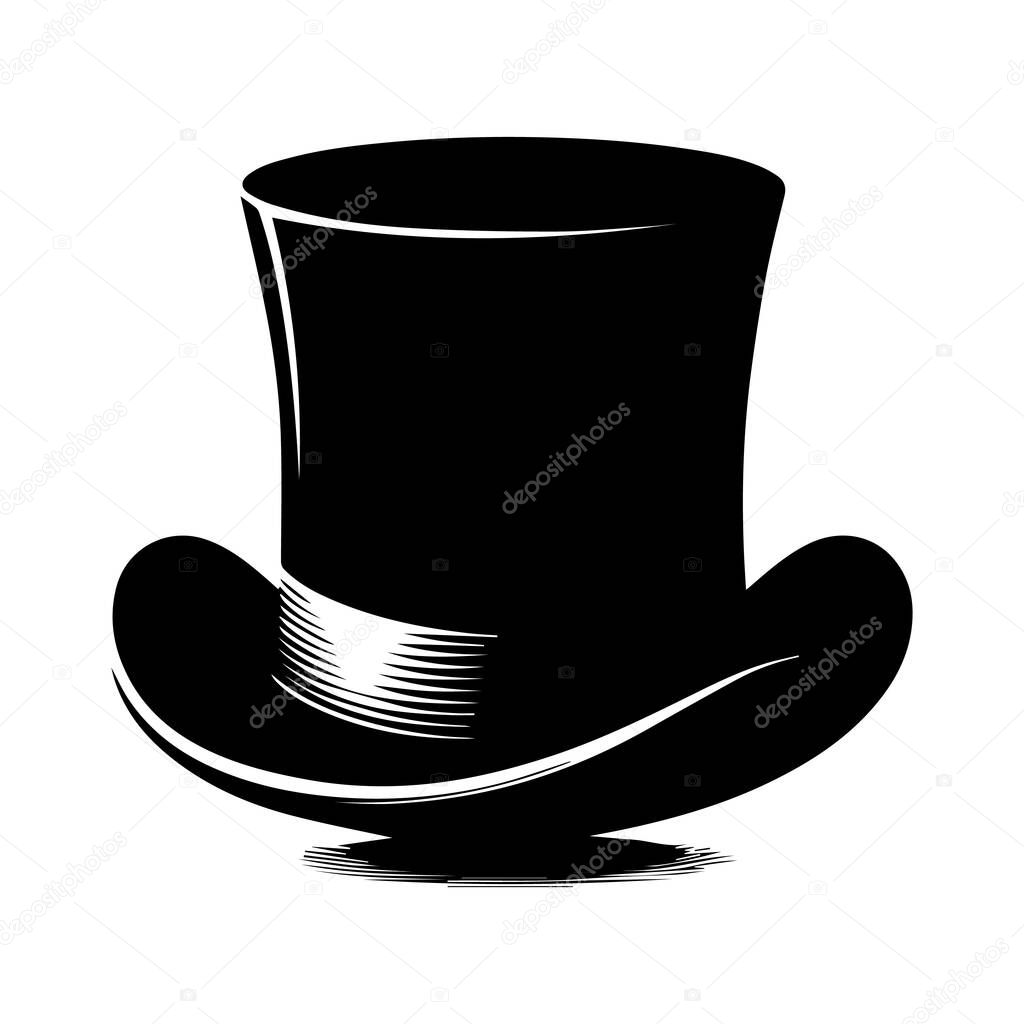 Top hat icon isolated on white background silhouette editable vector