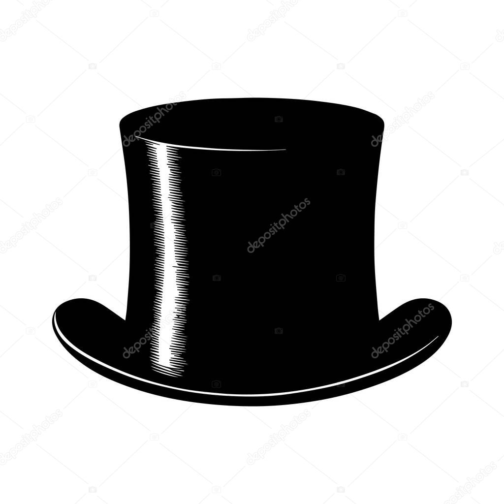 Top hat icon isolated on white background silhouette editable vector