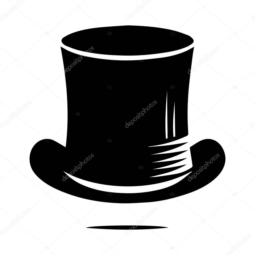 Top hat icon isolated on white background silhouette editable vector
