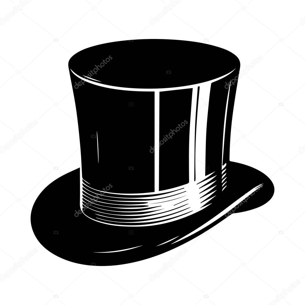 Top hat icon isolated on white background silhouette editable vector
