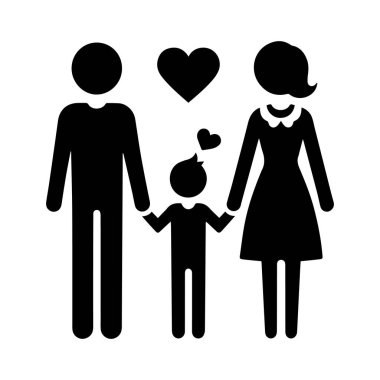 Beyaz arkaplan üzerinde izole edilmiş aile silueti düzenlenebilir vektör çizimi