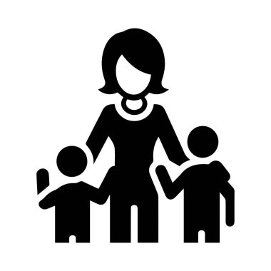 Beyaz arkaplan üzerinde izole edilmiş aile silueti düzenlenebilir vektör çizimi