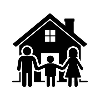 Beyaz arkaplan üzerinde izole edilmiş aile silueti düzenlenebilir vektör çizimi