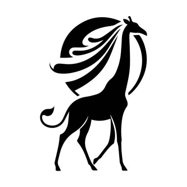 Zürafa, Camelopard, zürafa, siluet, düzenlenebilir vektör çizimi beyaz arkaplan üzerinde izole