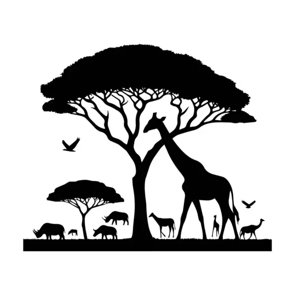 Giraff Camelopard Giraffid Silhuett Redigerbar Vektor Illustration Isolerad Över Vit — Stock vektor