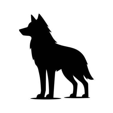 Beyaz arkaplan üzerinde izole edilmiş Kurt silueti düzenlenebilir vektör çizimi