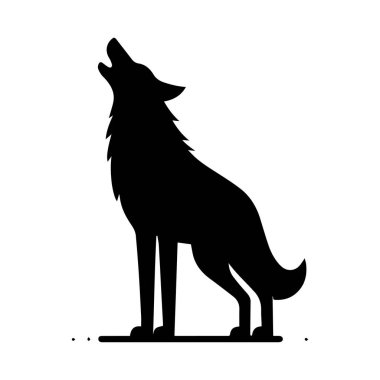 Beyaz arkaplan üzerinde izole edilmiş Kurt silueti düzenlenebilir vektör çizimi