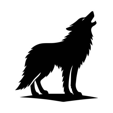 Beyaz arkaplan üzerinde izole edilmiş Kurt silueti düzenlenebilir vektör çizimi