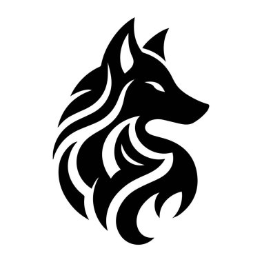 Beyaz arkaplan üzerinde izole edilmiş Kurt silueti düzenlenebilir vektör çizimi