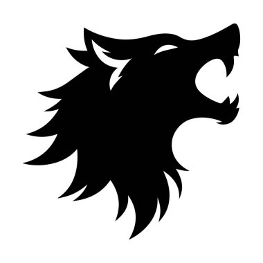 Beyaz arkaplan üzerinde izole edilmiş Kurt silueti düzenlenebilir vektör çizimi